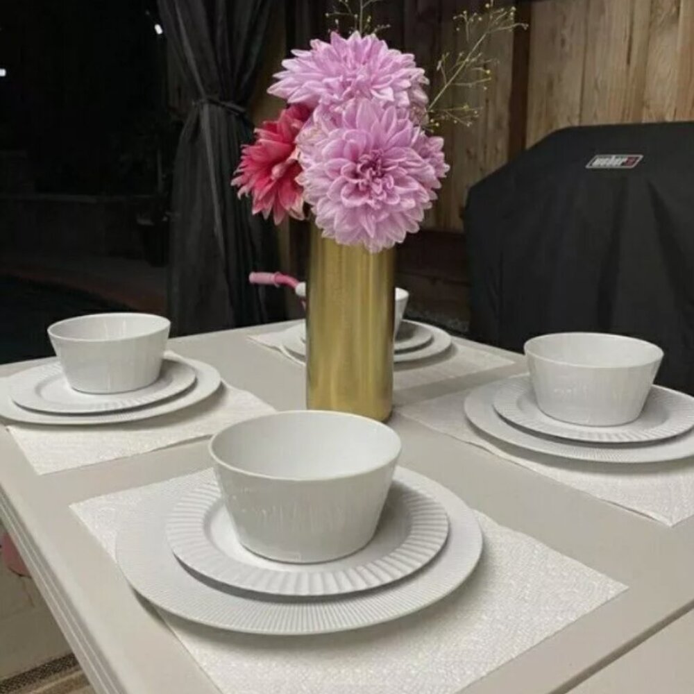 Hotel Collection Fluted 12 Pc. Dinnerware Set, Porcelain, Service for 4